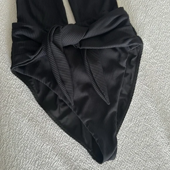 MONTCE Black Rib Tropez Tie-Up One-Piece, Black, Medium , $218 - Picture 11 of 14
